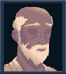 Pixel portrait: Landon, an older man with a white beard.