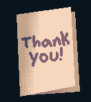 Pixel art: a folded card that reads Thank you.